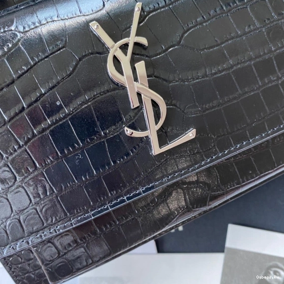 YSL SHINY IN SUNSET LEATHER CROCODILE-EMBOSSED 0731